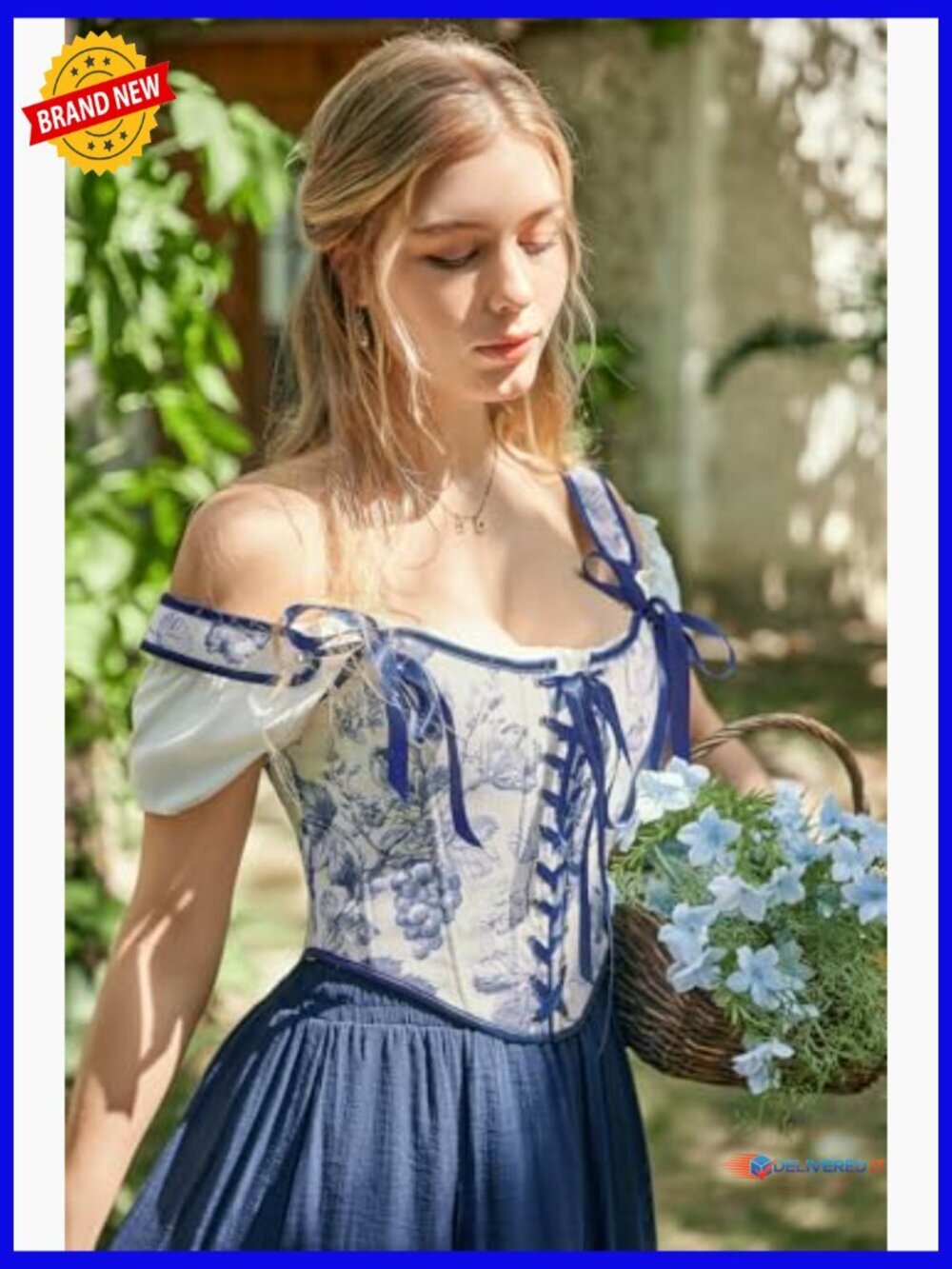 Renaissance Floral Lace-Up Overbust Corset Bodice Top - Picture 5 of 7